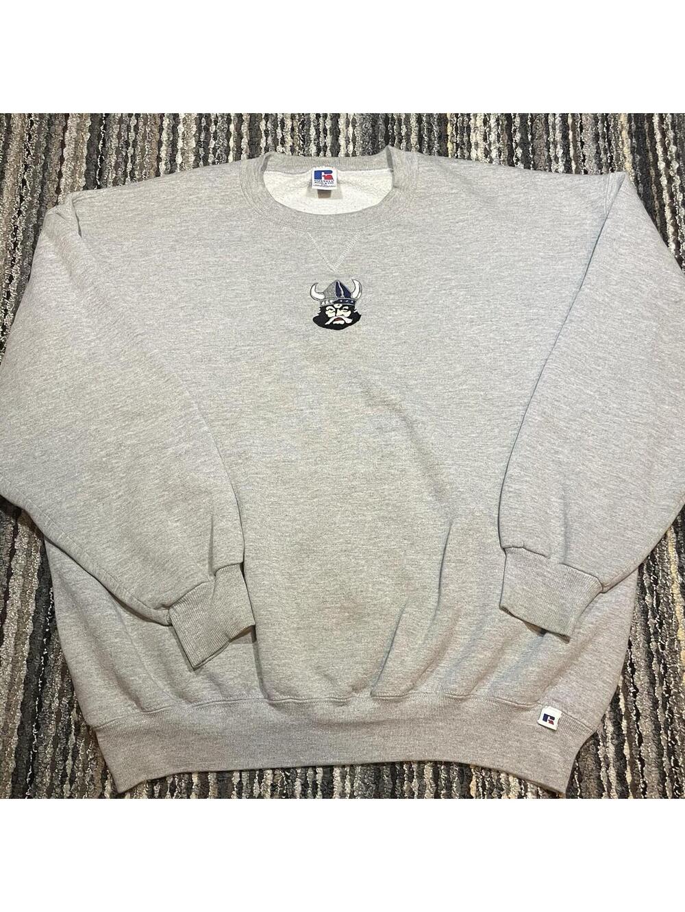 Vintage 90s Russell Athletic Vikings Grey Crewneck Mens XXL *READ*